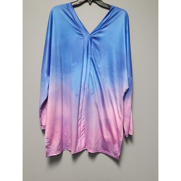 Ombre Pant Set Women's 3x Pink Purple NWOT V Neck Stretch Comfort Loungewear - Picture 5 of 16